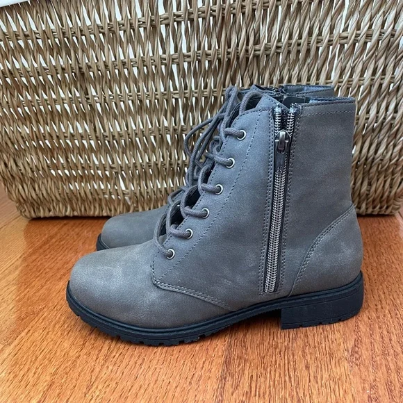 girl Mia Charcoal Zip-up Boots - Picture 2 of 7